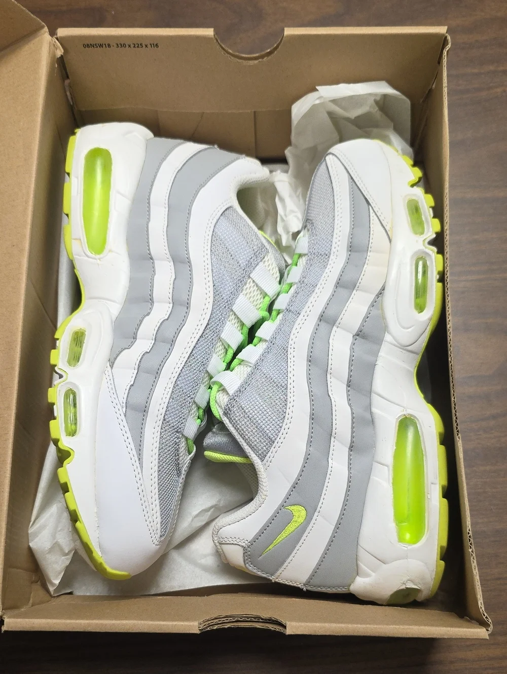 Nike Air Max 95 White Gray Volt 609048-138 Men's 9